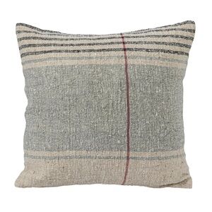 Creative Co-Op 20” Square Woven Cotton Slub Pillow sham cover w/ Stripes zipper
